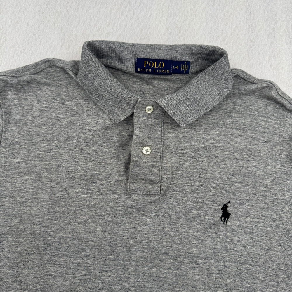 Polo Ralph Lauren Mens Large Gray Short Sleeve Soft Cotton Polo Preppy Casual